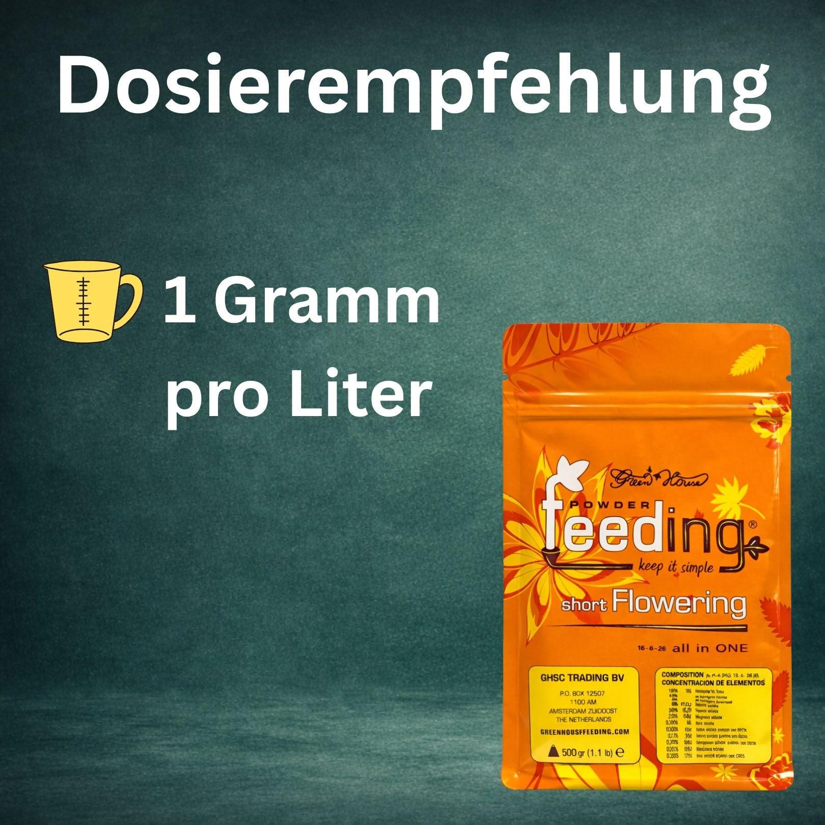 Weedness Green House Feeding Short Flowering 2,5 Kg - NPK Dünger Grow Anbau Indoor Erde Flüssigdünger Organischer Bio