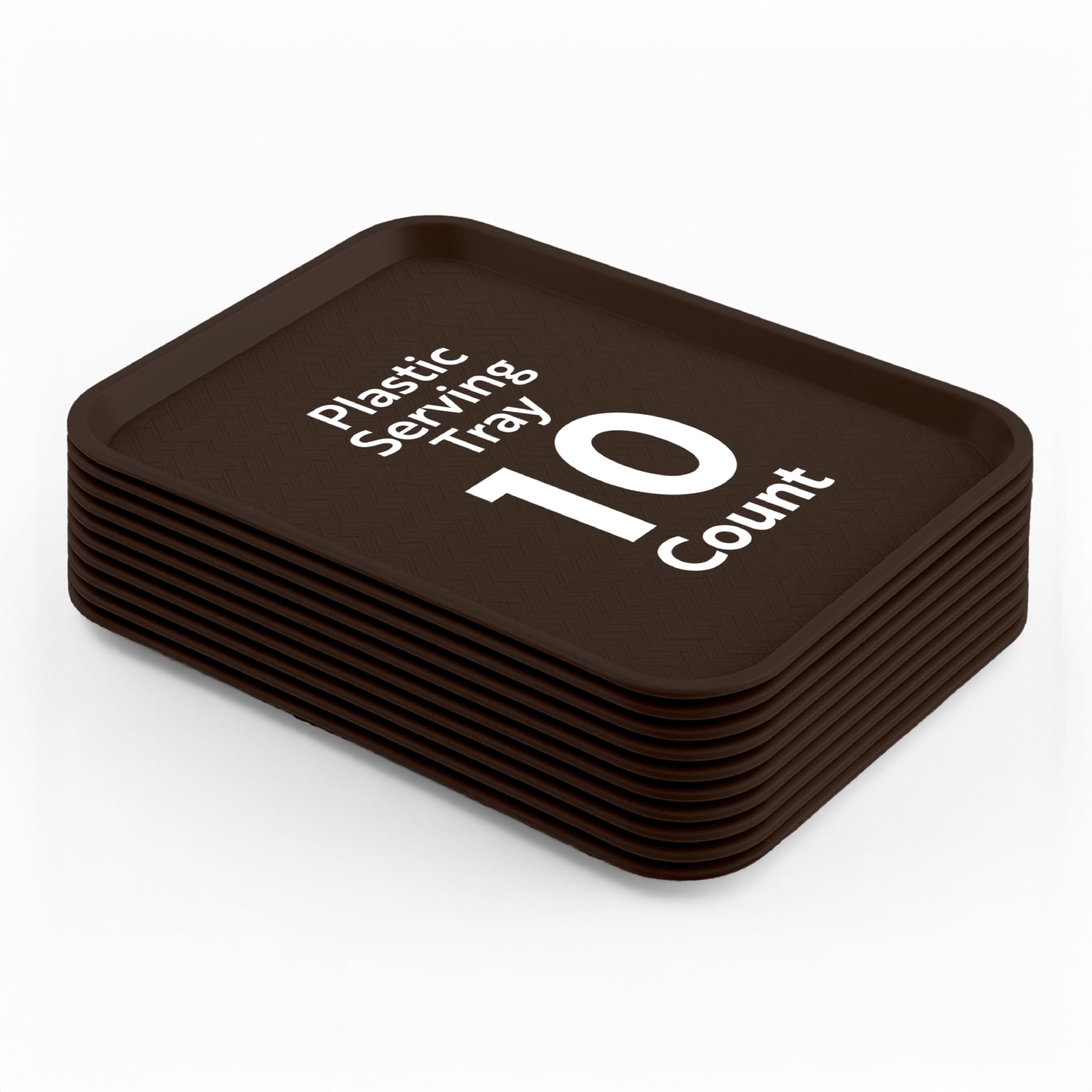 RW Base Bandejas de Comida rápida de 10 x 14 Pulgadas, 10 bandejas Resistentes para Almuerzo de cafetería, Ligeras, Antideslizantes, bandejas de plástico marrón, Esquinas Redondeadas, para