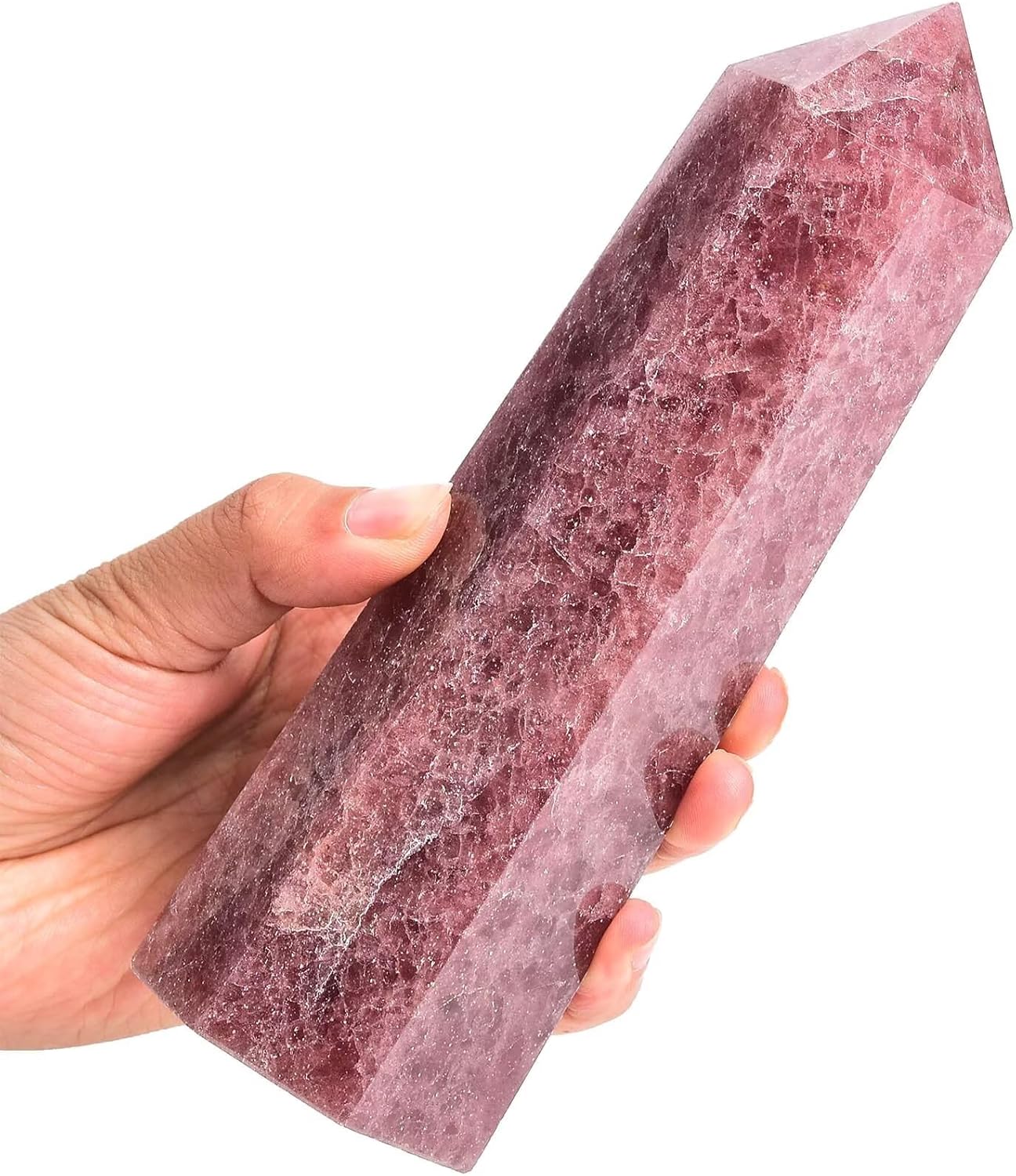 Natural Strawberry Stone Tower Obelisk Red Healing Crystal Rock Point Wand Large Reiki Healing Gifts 1.7-2.2 LBS