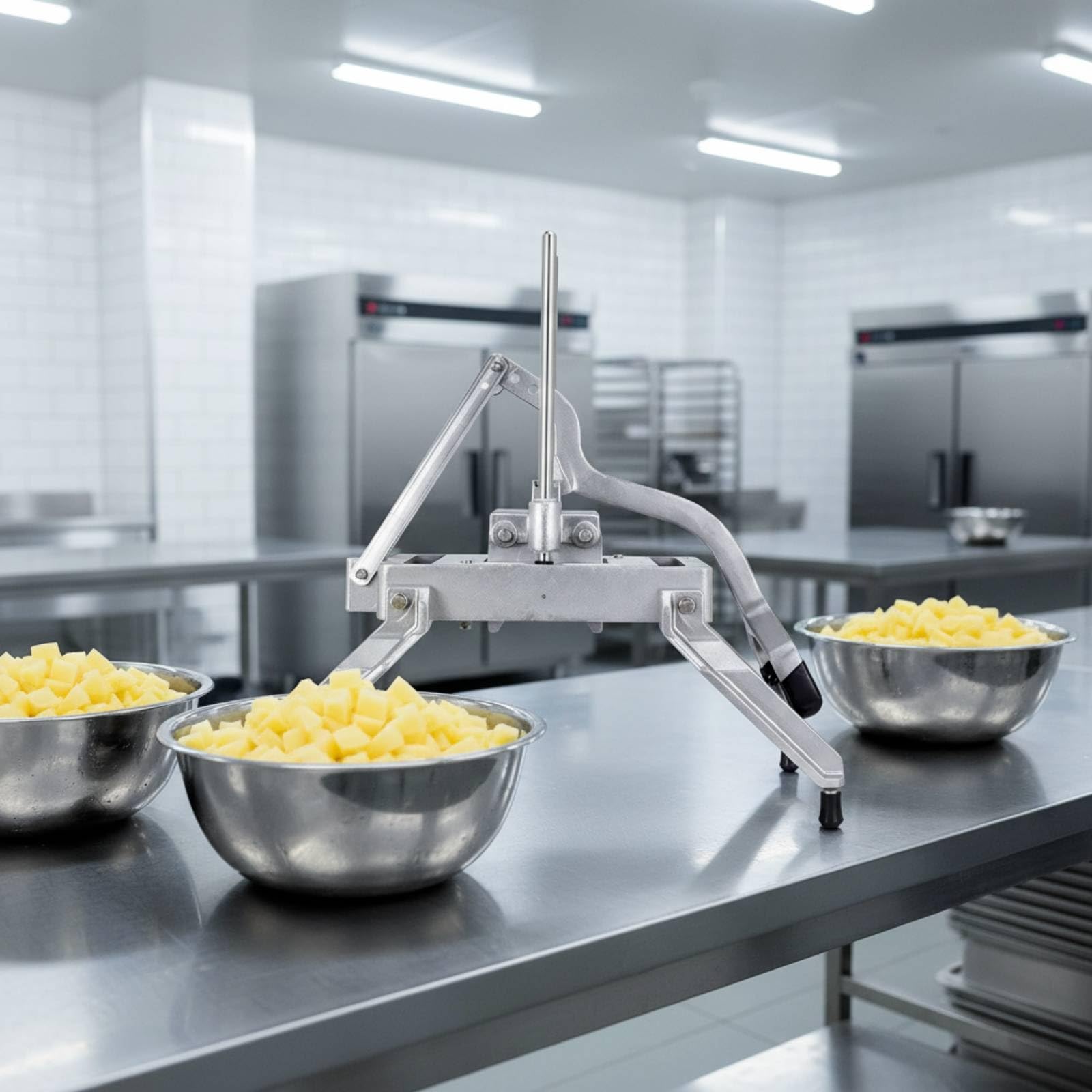 Coupe-Légumes Manuel Lavable Coupe-Légumes avec Levier Polyvalent pour Cuisine Professionnelle, 3/16 4.5mm/9mm