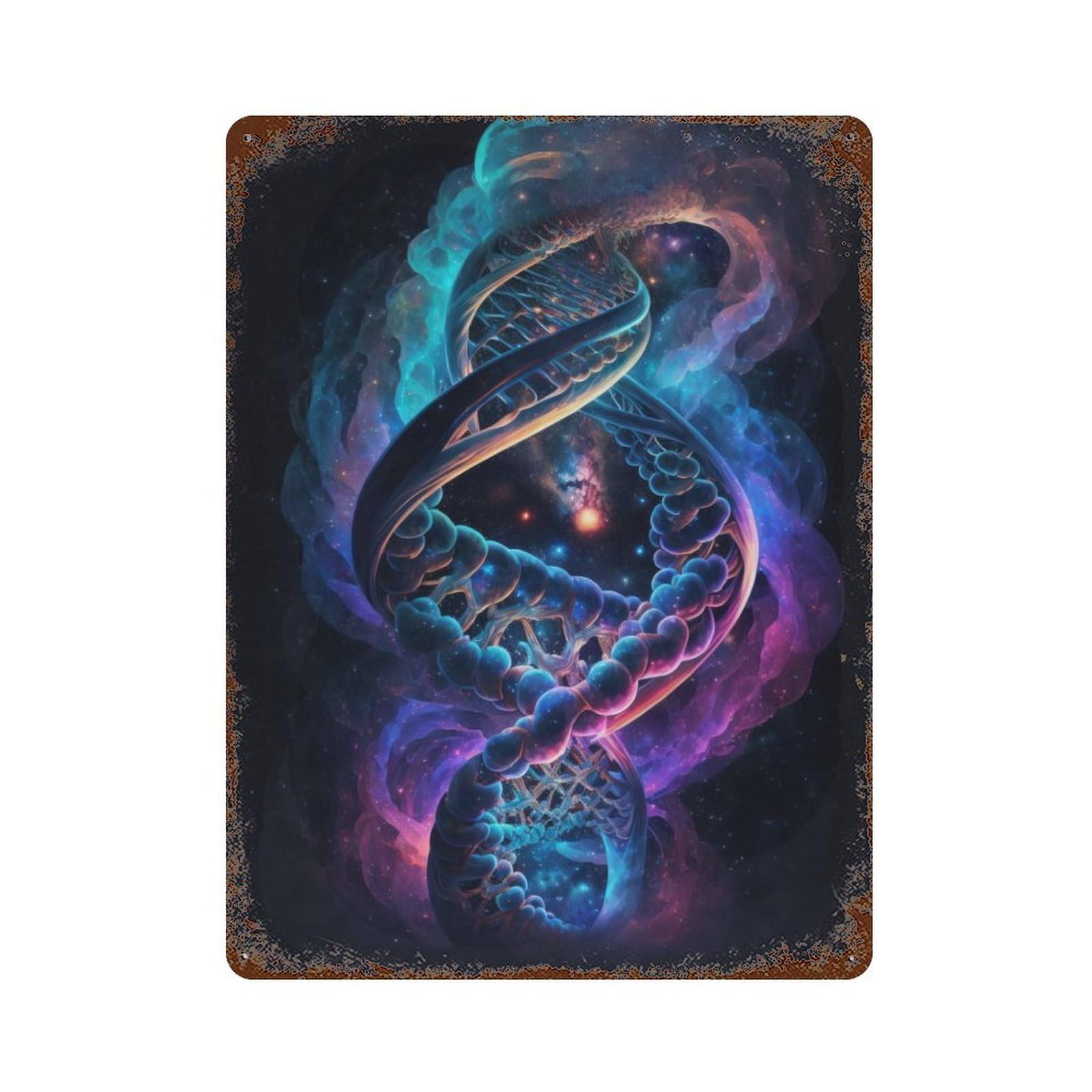 Human DNA in The Space V1 Rusty Metal Tin Sign 15.7"x11.8", Ideal for Farmhouse, Kitchen And Entryway Decor