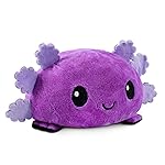 TeeTurtle - The Original Reversible Axolotl Plushie - Purple + Black - Cute Sensory Fidget Stuffed Animals That Show Your Mood 4 inch