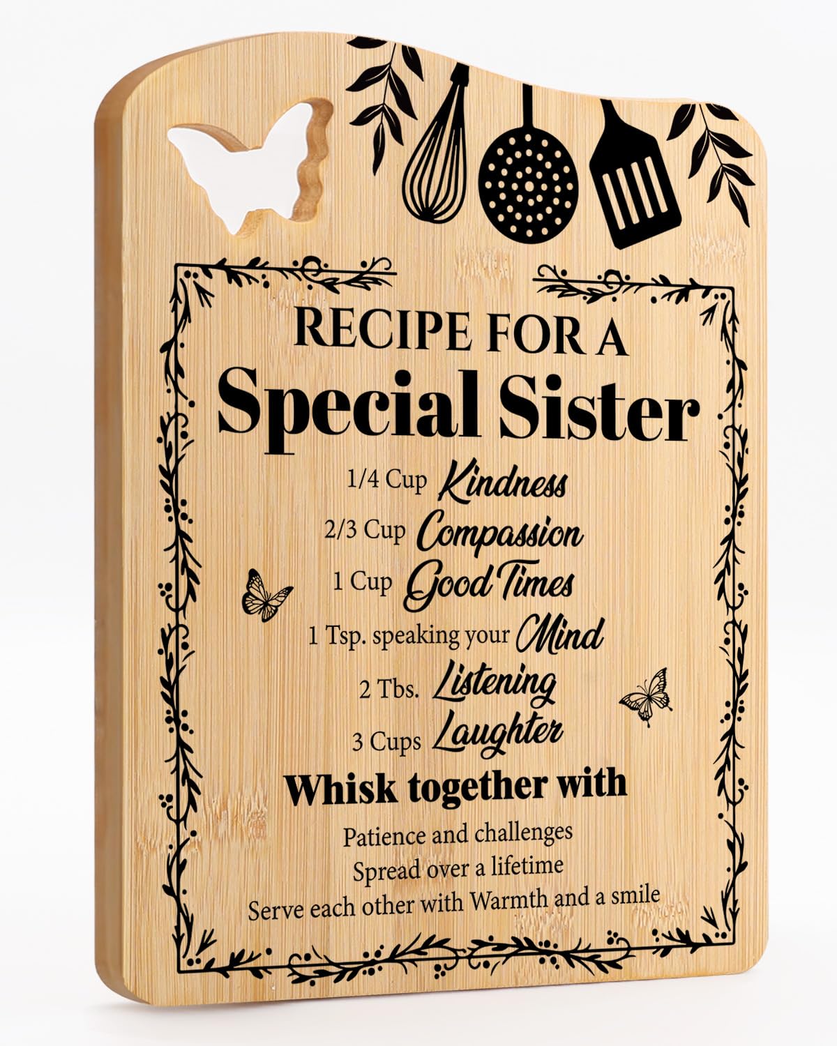 Sister Birthday Gifts, CadeauJoie UV Bamboo Cutting Board Gifts for Sisters, Big Sister Gift for Birthday, Christmas, Thanksgiving Day, Graduation