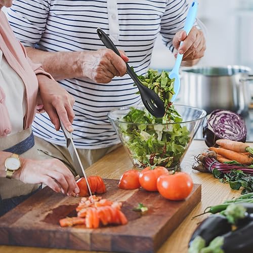 Miniatura 4 de Boao Juego de 4 cucharas de silicona para cocinar, cucharas de silicona antiadherentes para mezclar, cucharas ranuradas, grandes cucharas