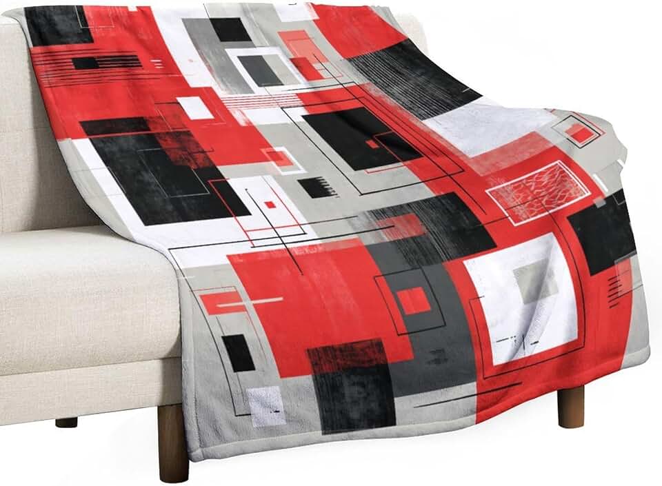 LCFFYHSM LCFFYHSM Abstract Square Rectangle Throw Blanket, Geometric Color Block Ultra Soft Flannel Throws, Low Shedding Blanket for Bed, Couch, Sofa, Reading Nook, Bedroom 30"x40"