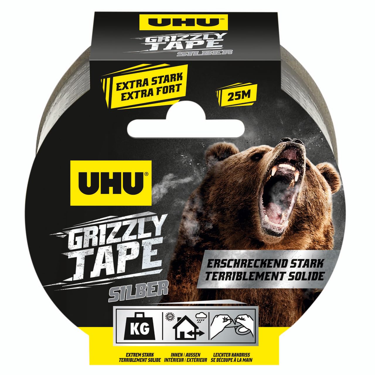 UHU 51675 Ruban adhésif GRIZZLY 51690 scotch toile noir réparation extérieur
