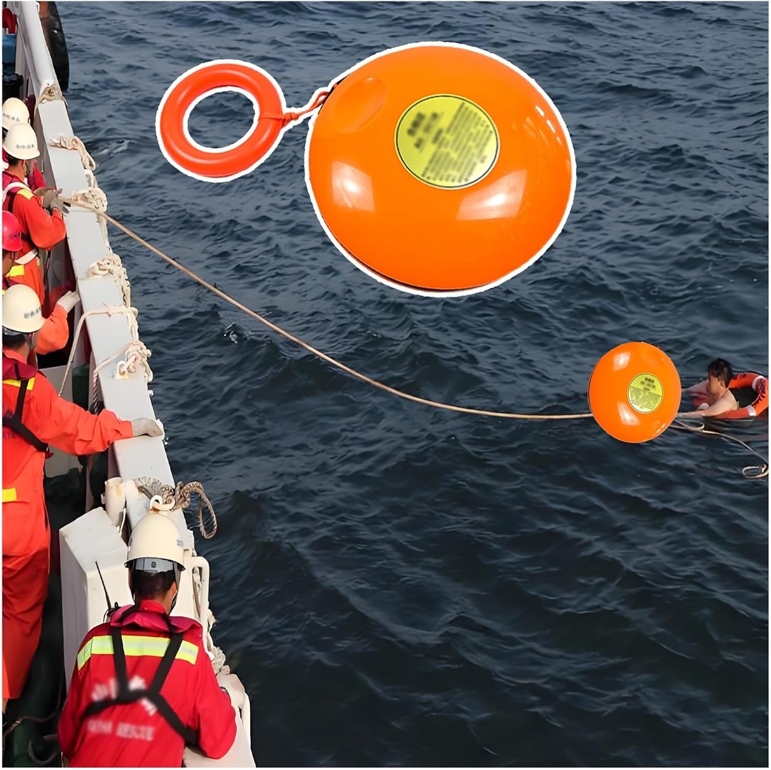 Emergency Rescue Throwing Disc - 6.5in Light Water Rescue Disc with Rubber Hand Ring & 131ft Rope, Pack of 4 for Adults - Ideal for Lifeguards & Boating Safety