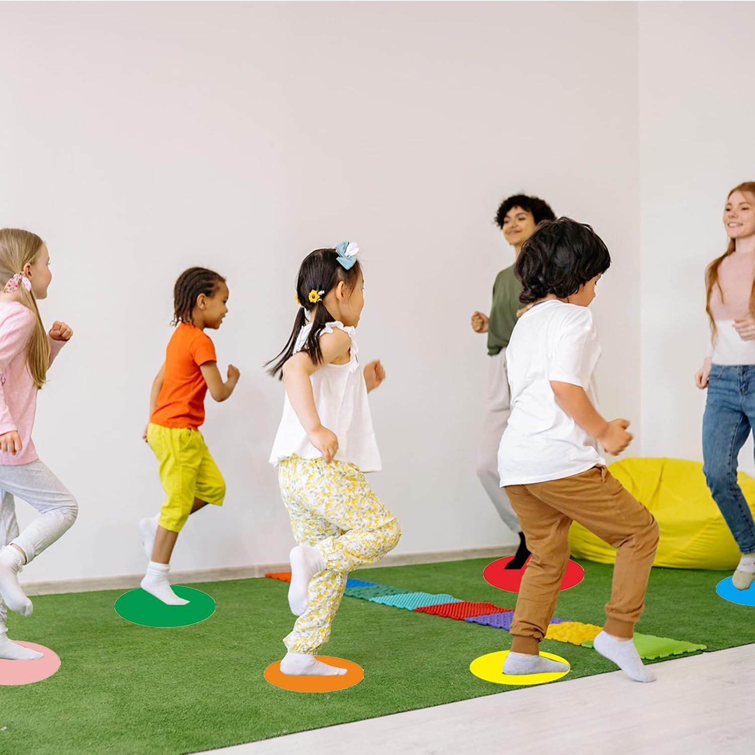 24 Pieces Round Floor Stickers 4 Inch Classroom Spots Stickers for Line up Multicolor Markers Floor Spots Self Adhesive Vinyl Dot Spots for Preschool Classroom and Kindergarten Elementary Teachers : Office Products