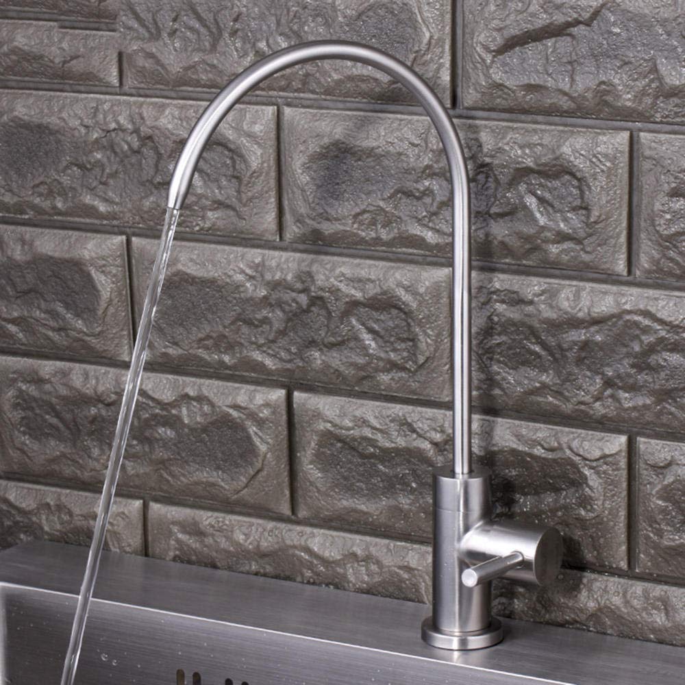 Grifos Filtro de Agua Potable de ósmosis de 1/4 '' Grifo de Cocina Grifo purificador de Agua de Acero Inoxidable Cepillado Grifo de Cocina Giratorio de Agua fría Individual para Beber