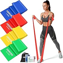 4 Pezzi Elastici Fitness, Banda Elastica Fitness con 4 Livelli di Resistenza, Fascia Elastico Fitness per Pilates Yoga Allenamento Riabilitazione