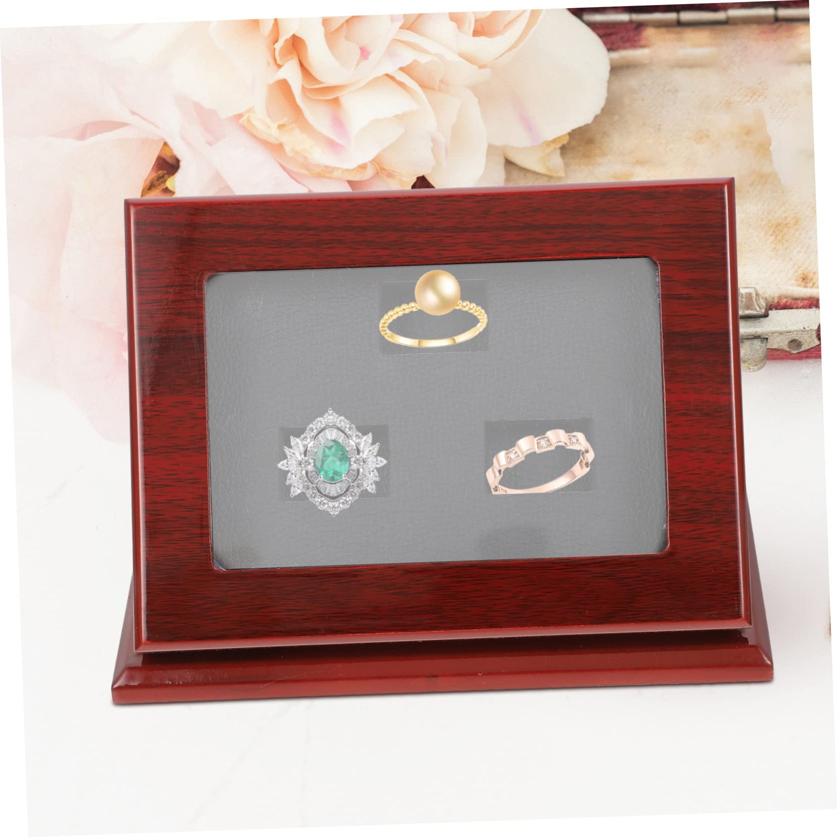 Happyyami Coffret Bague Délicat en Bois pour Bagues de Championnat