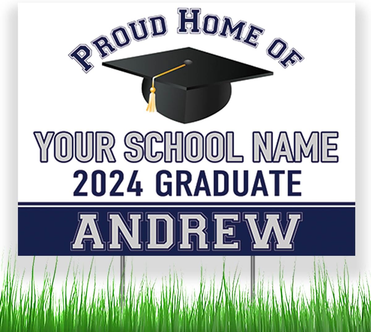 School Spirit Class of 2024 Graduate Personalized Yard Sign with Metal Stake