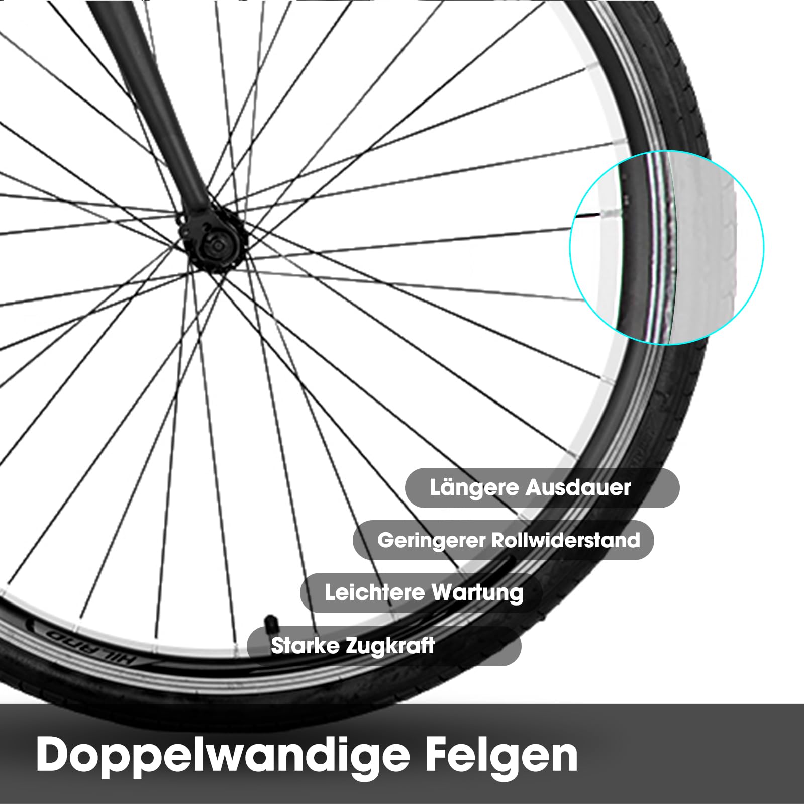 HILAND 28 Zoll Rennrad 14 Gang, Aluminium Rahmen 700c Rennrad, 530mm Rahmen City Pendler Fahrrad für Männer Frauen Schwarz