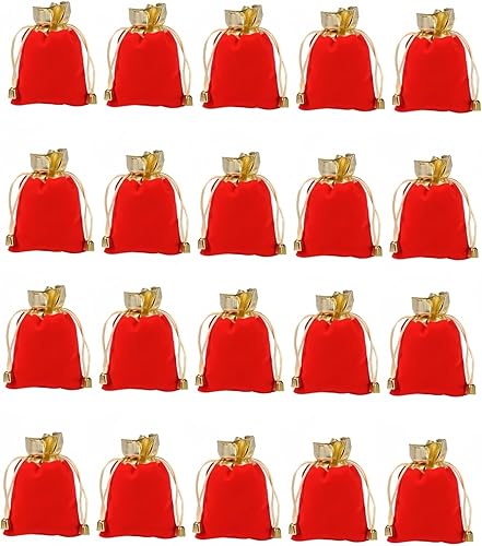 Miniatura 2 de KIPETTO Bolsas de terciopelo con cordón para Navidad, 25 unidades, bolsas de regalo de terciopelo con cordón, bolsas de joyería para dulces de