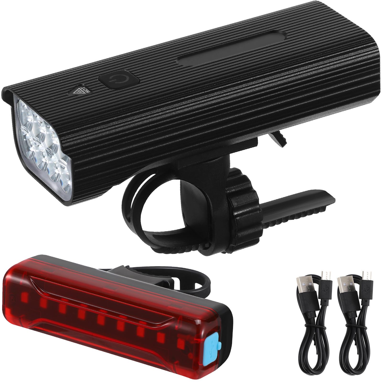Luce Anteriore Bici Ricaricabile LED 10000mah con Luce Posteriore, Resistente in Lega di Alluminio e ABS, Portatile e Leggera per Ciclismo Outdoor
