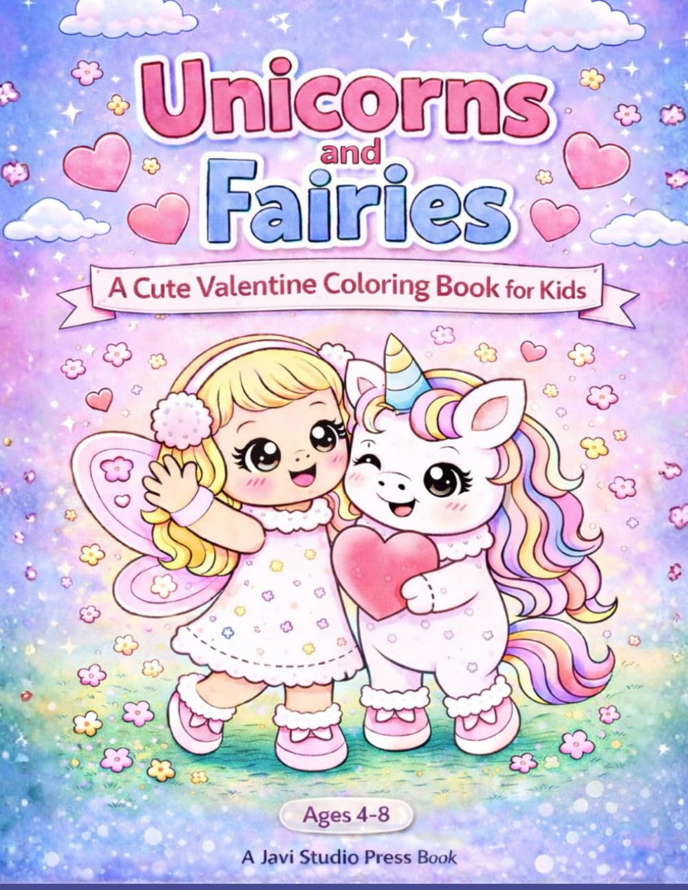 Unicorns and Fairies: A Cute Valentine Coloring Book for Kids: Sweet Friends, Magical Moments & Lovely Adventures