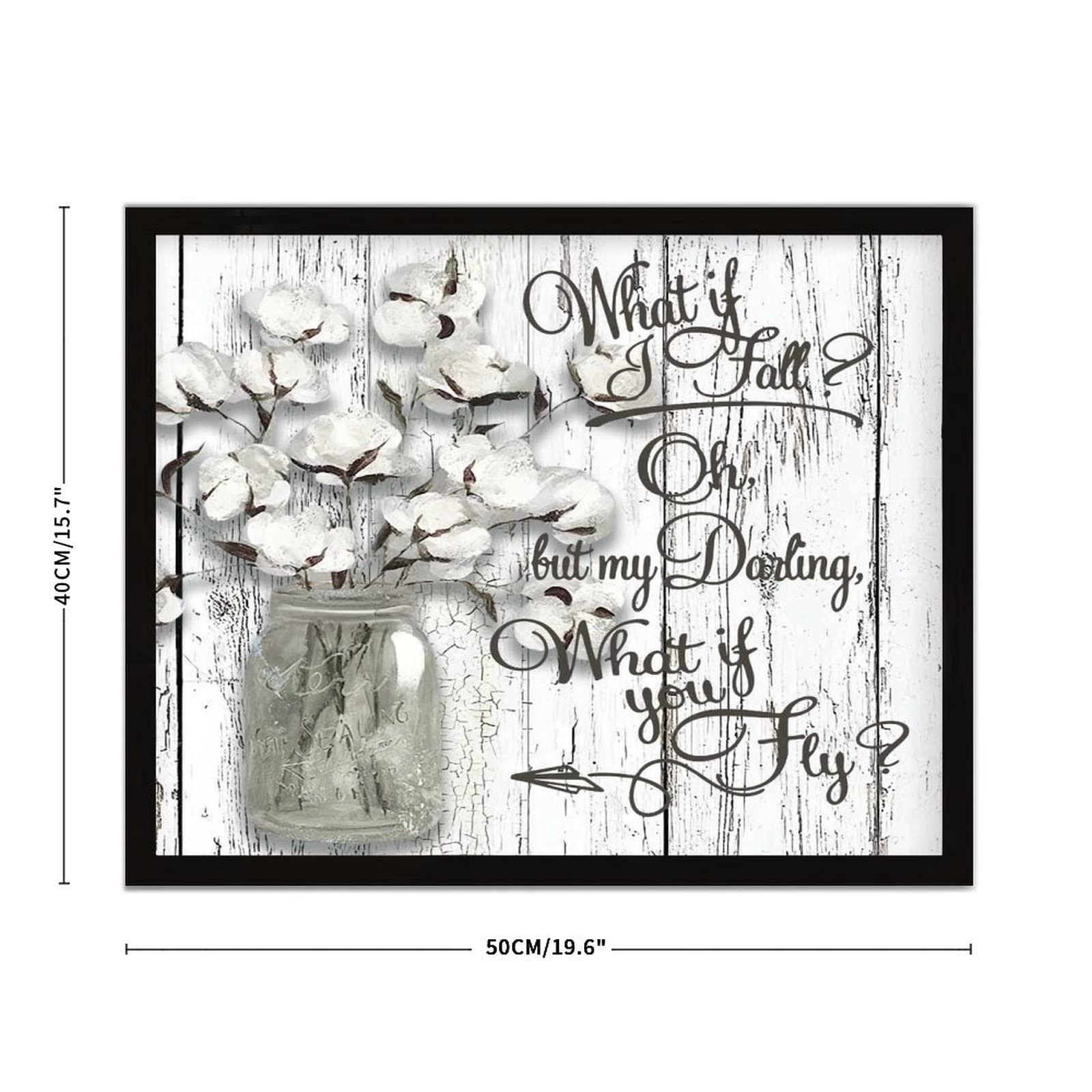 by Unbranded Targa in legno vintage incorniciata con scritta What If I Fall ?Oh But My Darling What If You Fly - Targa in legno con detti rustici per sala da pranzo e