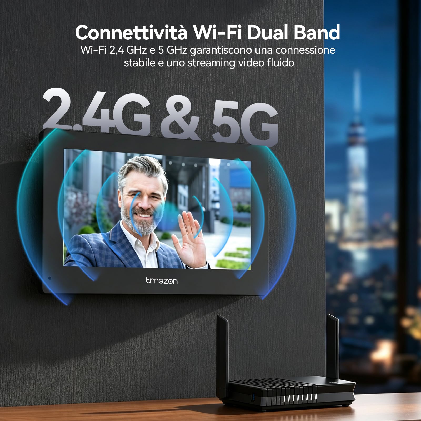 TMEZON Videocitofono WiFi Smart,Sblocco con Impronta Digitale,Monofamiliare