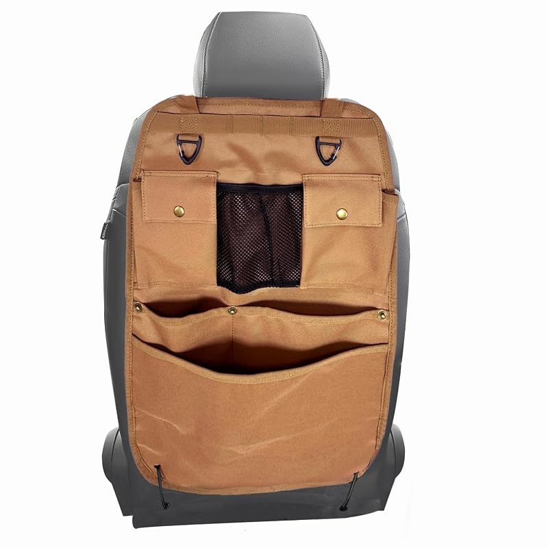 Organizador para Encosto de Banco Automotivo BEATUNEE com Bolsos e Ganchos Marrom