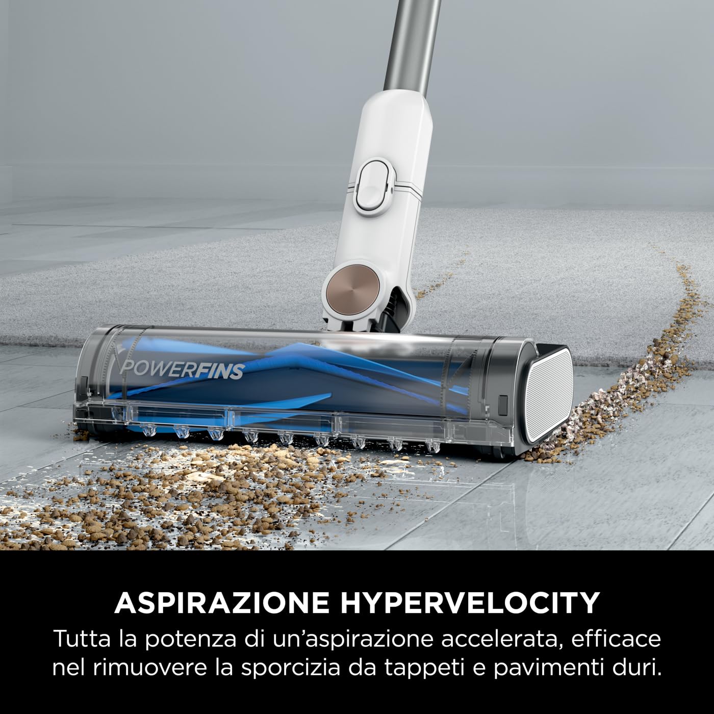 Shark Clean & Empty Aspirapolvere Senza Fili con Autosvuotamento, 40 Minuti di Autonomia, Leggero, Anti Hair Wrap, Bocchette per Animali e Fessure, Stazione di Ricarica, Luci LED, Bianco/Blu, BU3521EU