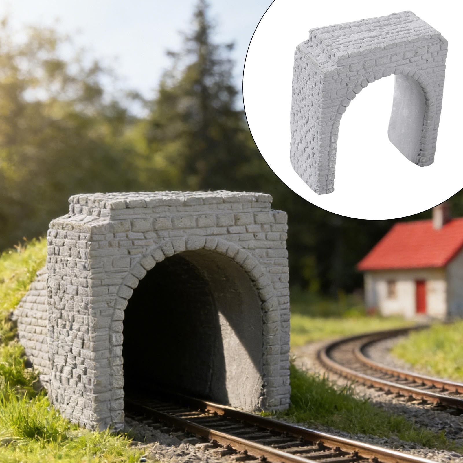 Modello di portale di tunnel ferroviario a scala N, struttura in pietra, in gesso, accessorio di simulazione in miniatura, adatto ai bambini, 5.31 x 2.42 x 6 cm