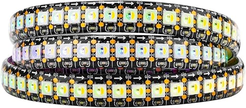 BTF-LIGHTING RGBW RGB + blanco frío SK6812 (Similar WS2812B) direccionable individualmente 1 m 144 (2X72) LED flexible Tira LED de 4 colores en 1