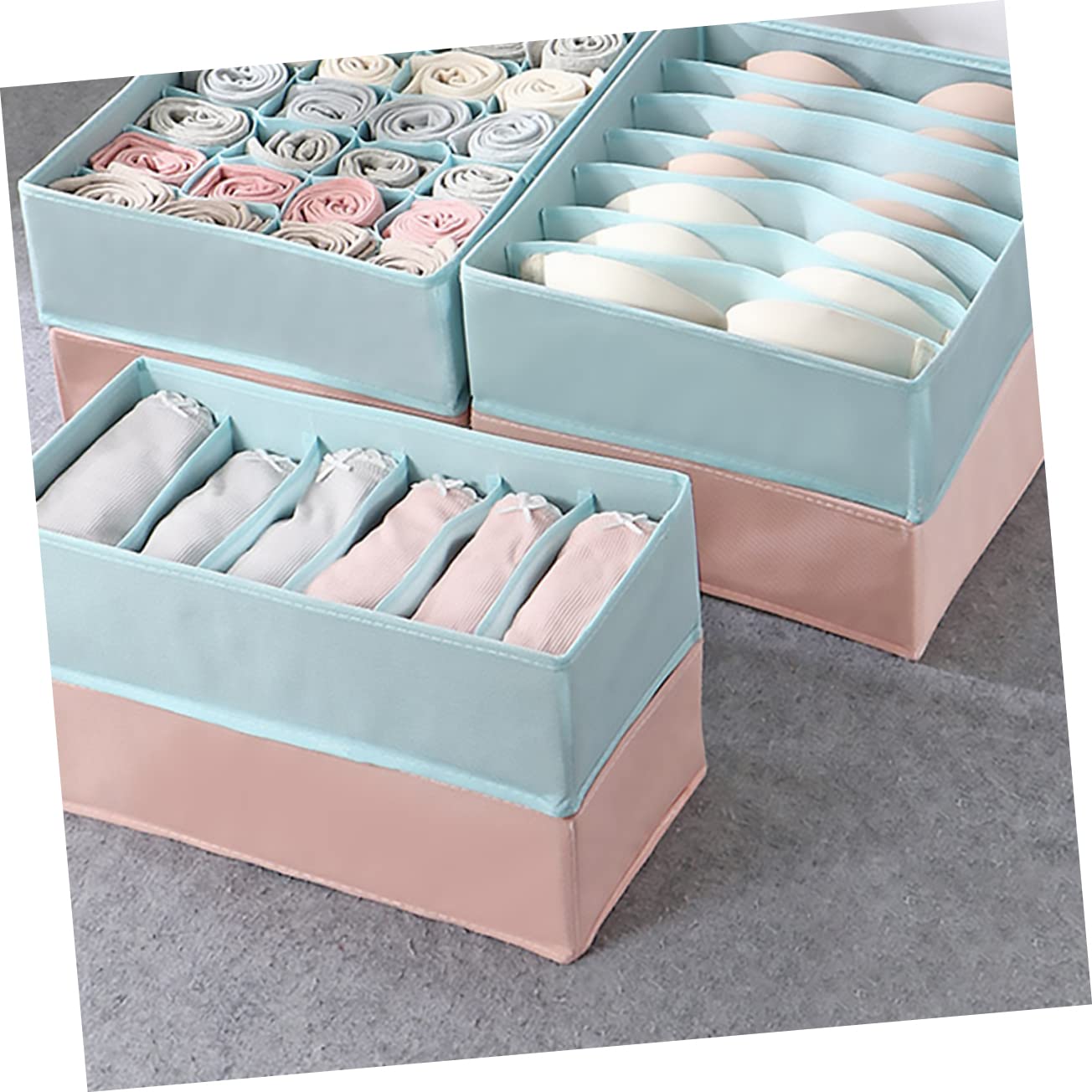 Aufbewahrungsbox für Unterwäsche 3 Stück Rosa aus Vliesstoff | Fächerdesign, für Schrank und Schublade, 1 Satz für Bhs, Accessoires und Reise