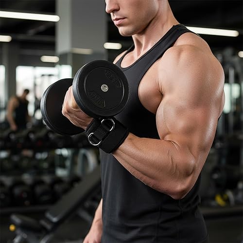 Miniatura 7 de Correas de elevación con anillos en D, puños de elevación, correas antideslizantes y ajustables para gimnasio, correa de muñeca para hombres y