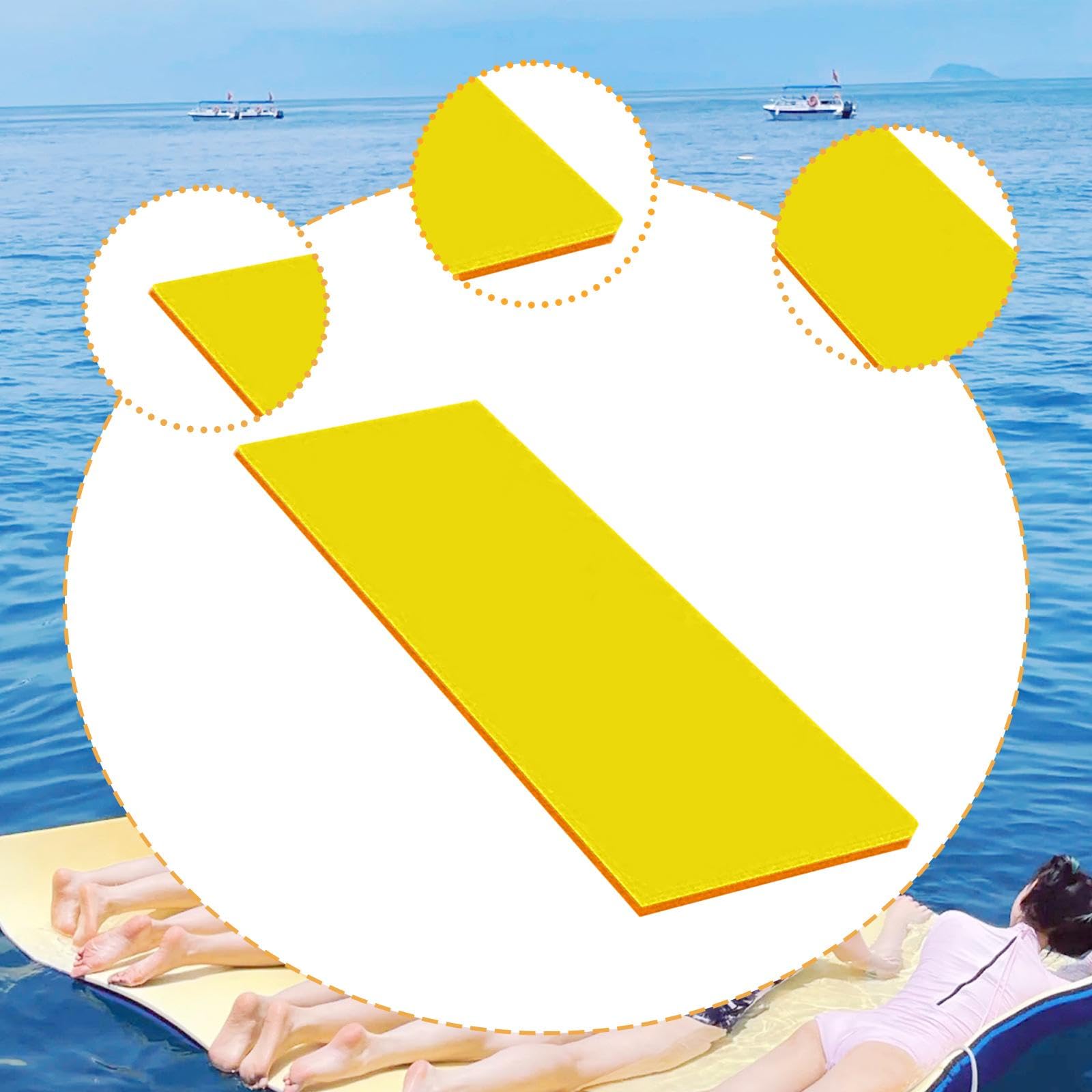 Colchoneta Flotante de Espuma de Alta Densidad para Piscina, Ideal para en, Playa, Piscina y Uso Familiar, Naranja Amarilla