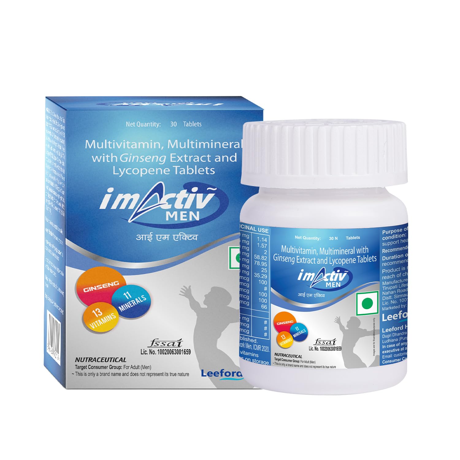 I M Activ Multivitamin Multimineral Tablets with Vitamin C, Vitamin E, Vitamin A, Protein, Ginseng Extract Helps in Maintain Body Weight, Immunity & Healthy Skin (Men, 30 Tablets)-image-39