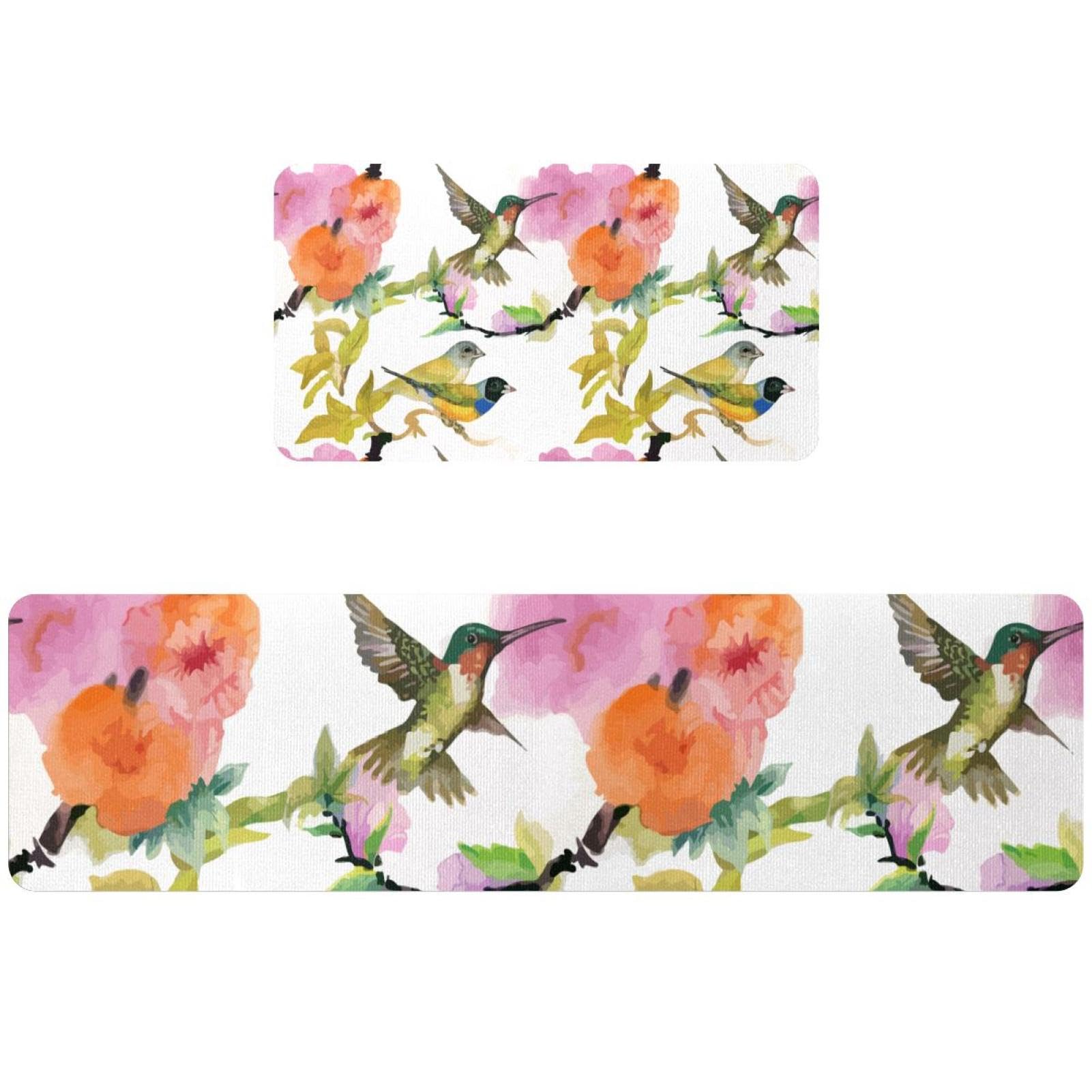 Tapete de cocina absorbente y antideslizante juego lavable de 2 alfombras florales