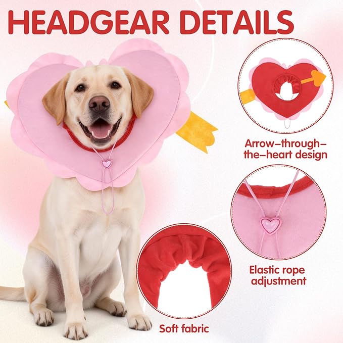 Disfraz para Perro EXPAWLORER San Valentín con Diadema de Corazón y Juguete Rosa miniatura 2