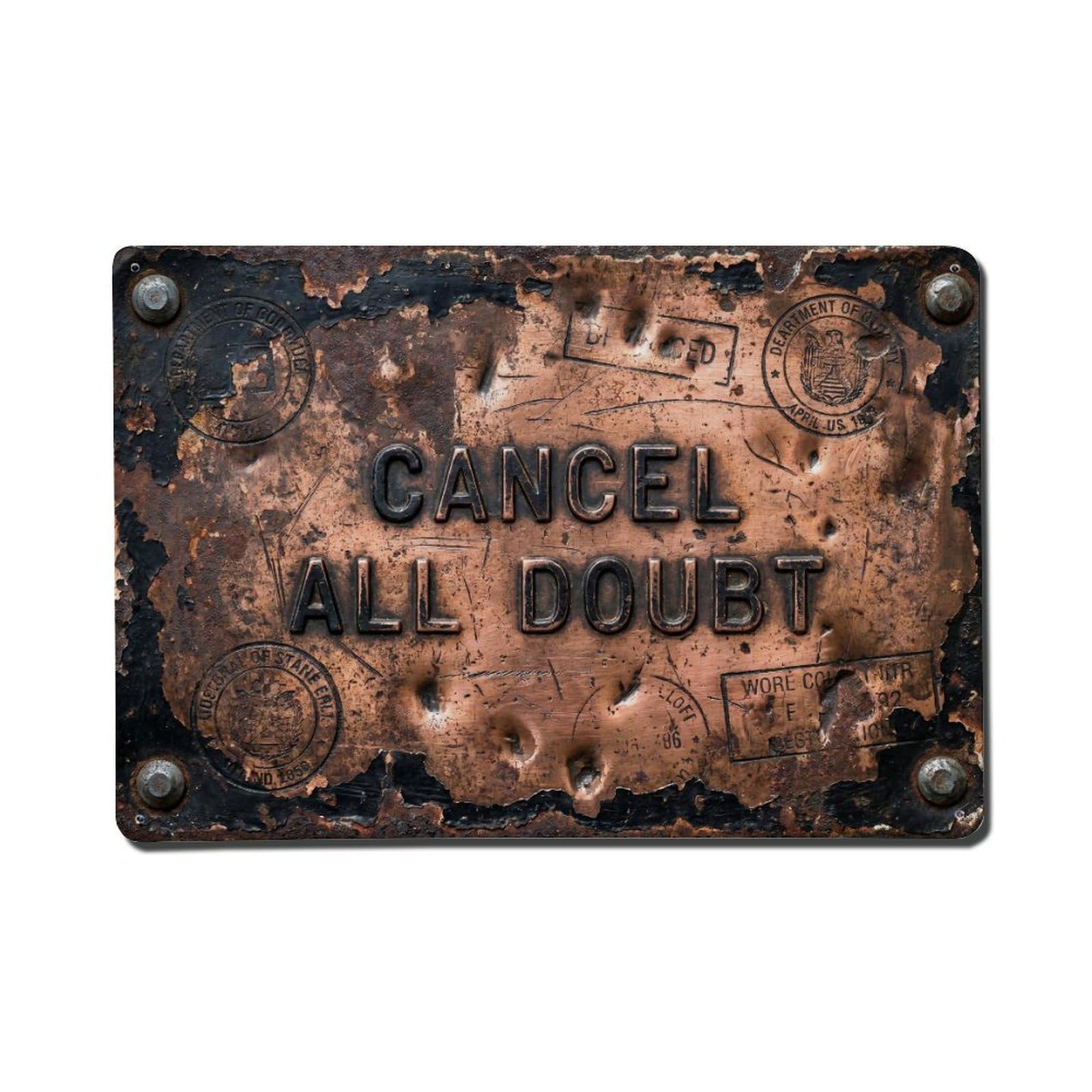 Cancel All Doubt Void Retro Motivational Slogans Metal Tin Sign