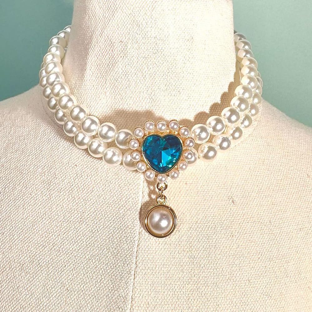 RayMinsino Dog Pearl Collar Jewelry with Sparkling Gemstone Pet Wedding Collar Pet cat and Puppy Costume Accessories