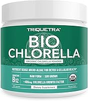 Vista 1 de Polvo orgánico de Chlorella - Cruda y cultivada al sol - Algas verdes densas en nutrientes con CGF (factor de crecimiento de Chlorella), apoya