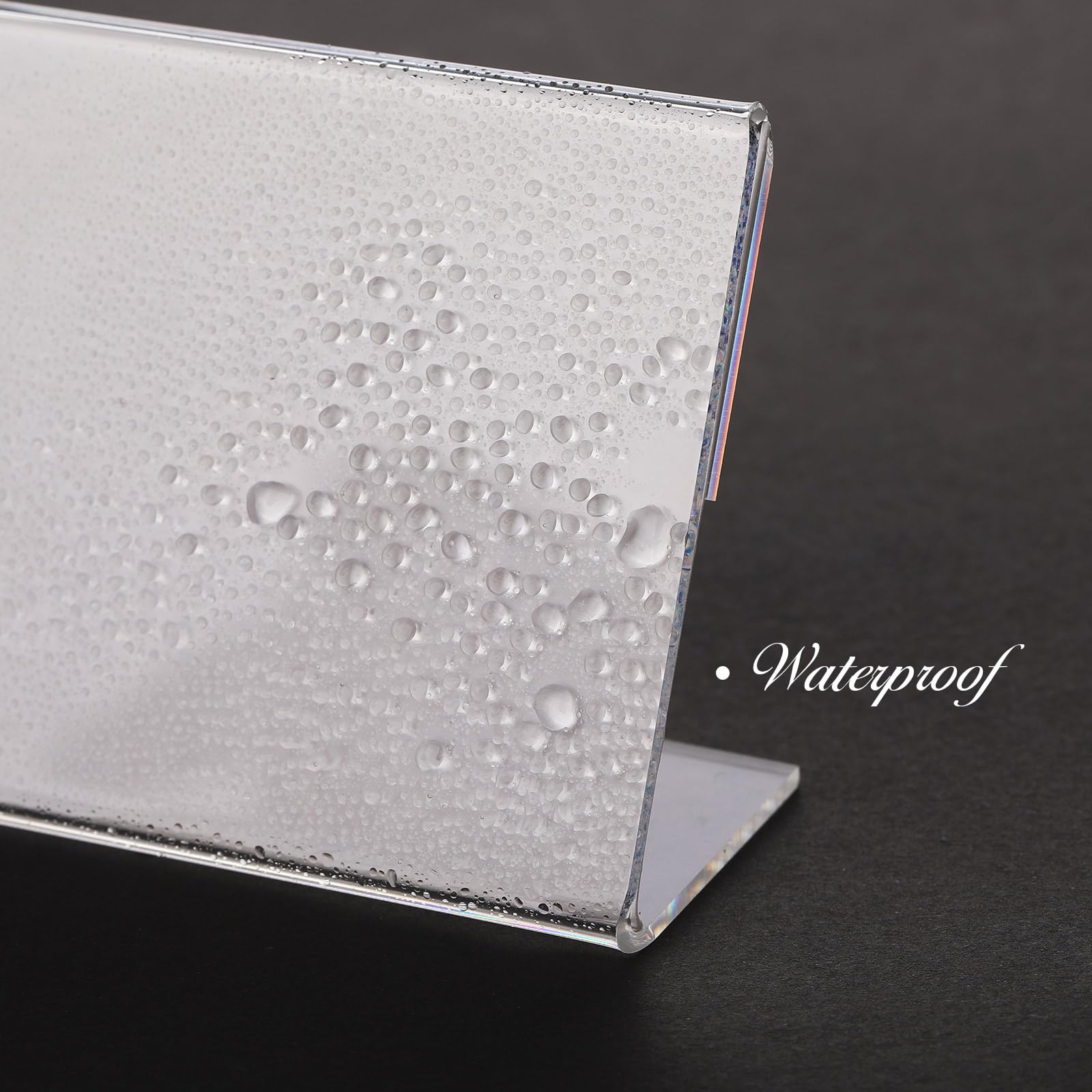 Vicenpal 8,9 x 6,3 cm Acryl Schilderhalter Schräge Rückseite Schild Halter Klar Bilderrahmen Acryl Ständer L-förmiger Display Ständer für Büro, Geschäft, Restaurant, Horizontal (100 Stück)