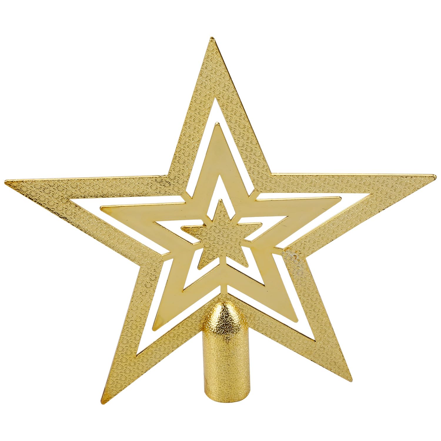 Hopzab 18CM Plastic Gold Star Christmas Tree Topper Five Pointed Star Treetop Decoration for Christmas Tree Ornament(Gold)