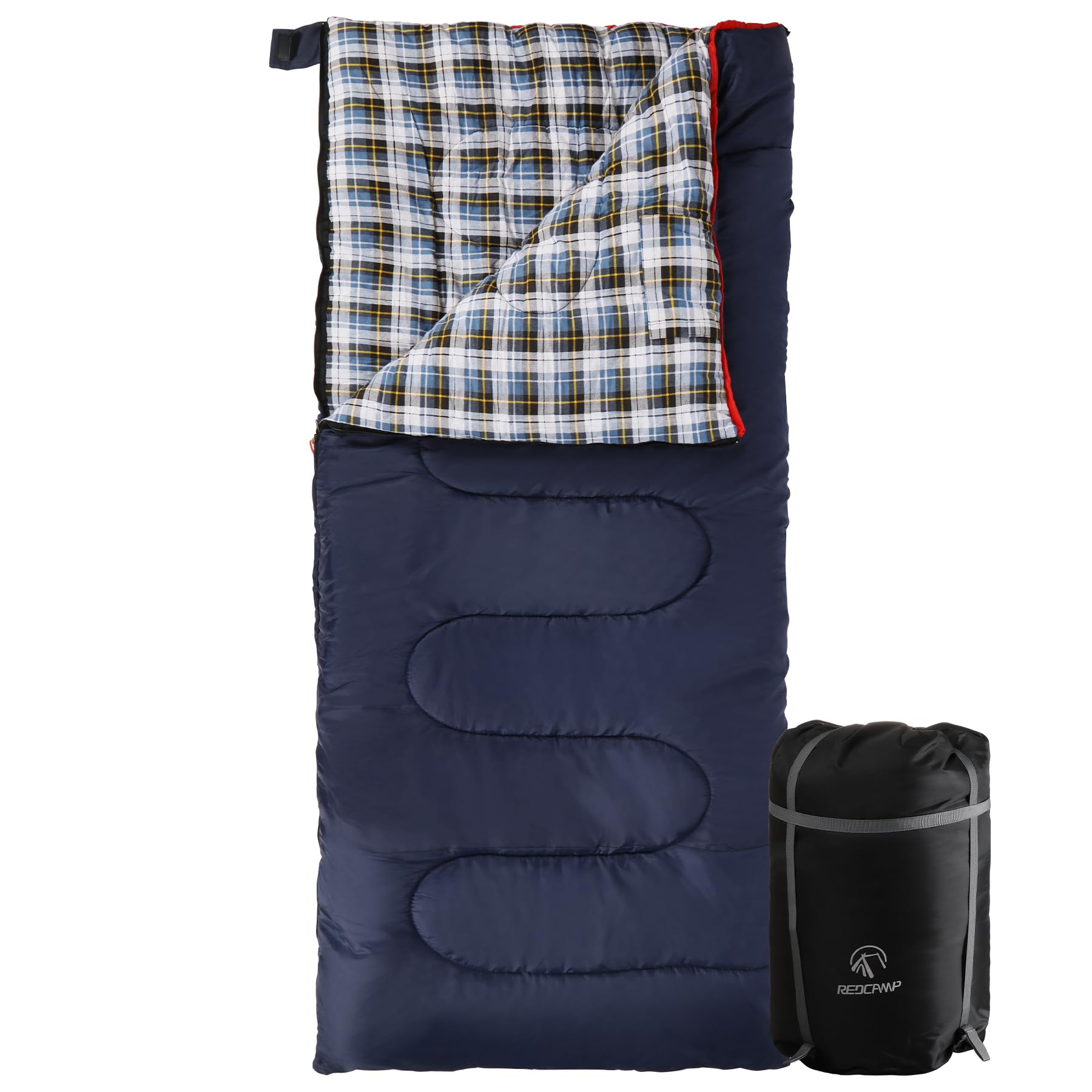redcamp cotton flannel sleeping bag for camping backpacking, adults cold weather envelope sleeping bags with 2/3/4/6lbs filling purple