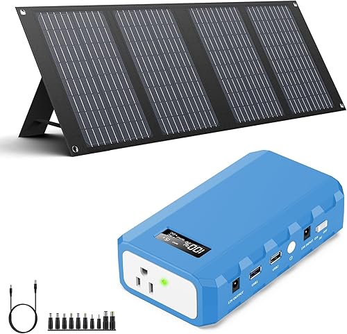 SinKeu Cargador portátil para portátil de 88.8Wh65Watts con panel solar plegable de 40 W, panel solar portátil para estación de energía portátil,
