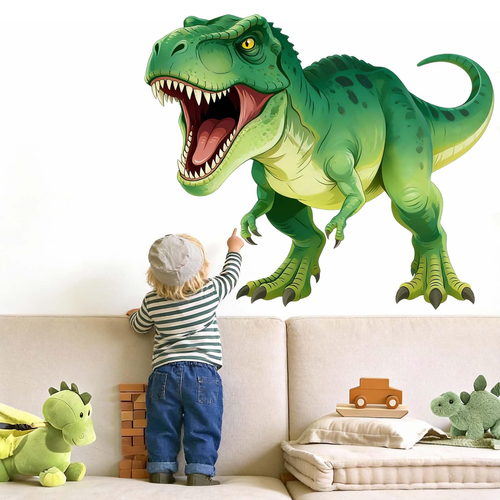 Dinosaur Wall Decals for Boys Nursery: Tyrannosaurs Dino Theme Peel and Stick Boys Room Decor Removable Wall Stickers for Kids Bedroom Ages 1-12 Years