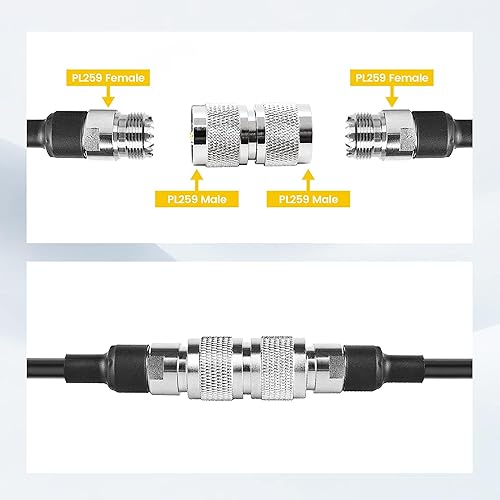 Miniatura 5 de Anina UHF macho a UHF PL259 macho conector coaxial de baja pérdida adaptador coaxial para antena de radio de radios radiofrecuencia CB CB paquete de