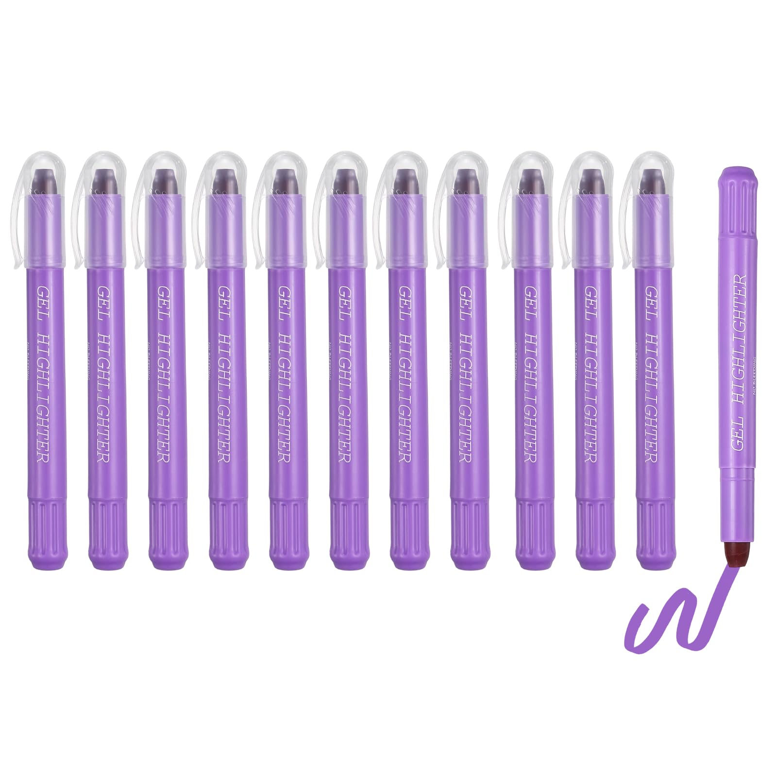 PATIKIL 12Pack Gel Highlighters, Highlighters Pens Wax Crayon Neon Clear View Bright Marker Pen Twist Up Gel Stick Cute Pastel for Home Office Study Journaling Supplies, Purple