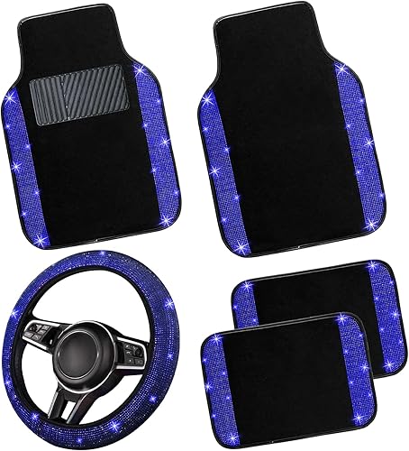 Miniatura 16 de NBTEPEM Juego completo de tapetes dorados brillantes para automóvil, ajuste universal para la mayoría de automóviles, SUV, camiones, 4 piezas