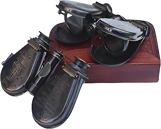 Mary Nautical- Vintage Antique Spy Glass 1857 R & J Beck Brass Binocular with Leather Case