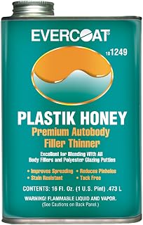 Evercoat Plastik Honey 16oz Premium Body Filler Thinner - Clog-Free, Stain-Free for Smooth Auto Body Repair Fillers & Putties