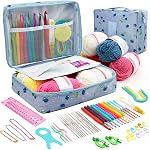 118 PC Crochet Kit for Beginners Knitting & Crochet Supplies,Premium Crocheting Kit Includes 12 Spools Crochet Yarn, 21 Crochet Hooks,6 Needes and 1 Crochet Case, Crochet Kits for Starter Adults