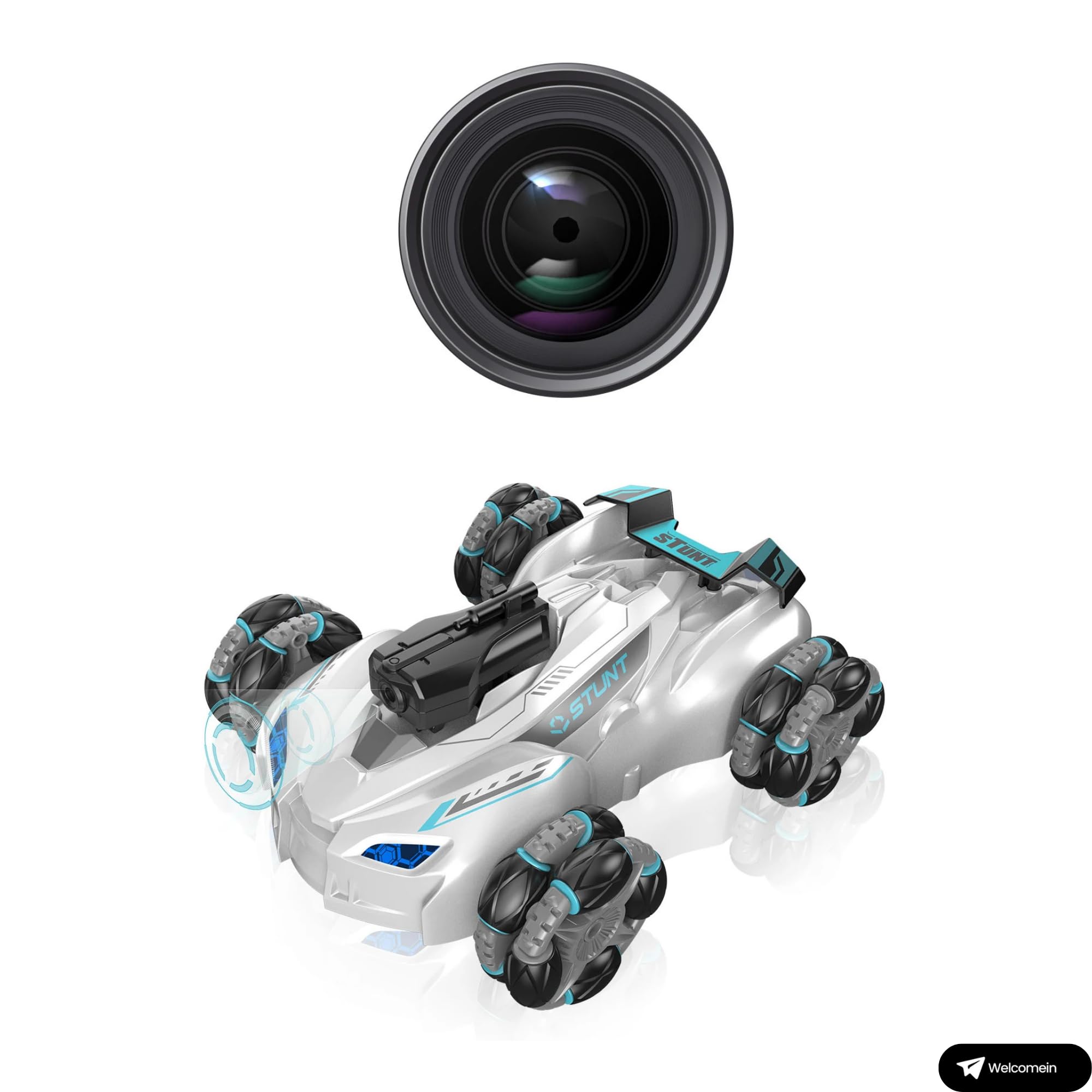 Oyuncak 2.4 GHz Full Fonksiyon Uzaktan Kumandalı 1080P HD Kameralı Telefona Bağlanabilir 4x4 Akrobat Araba (Beyaz)