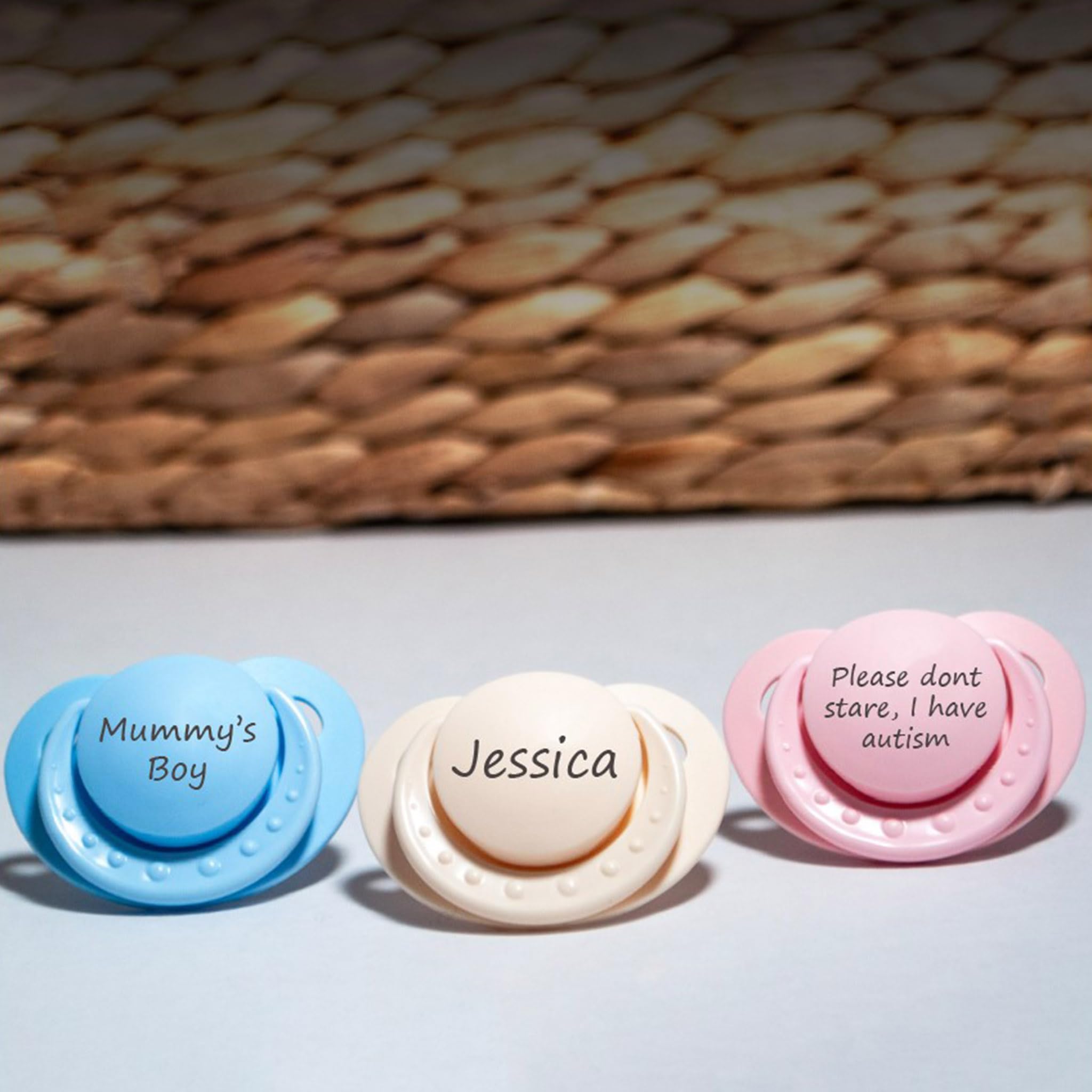 Adult Pacifier Soother Dummy, **Personalised** with Any Name/Text, 3 Colours