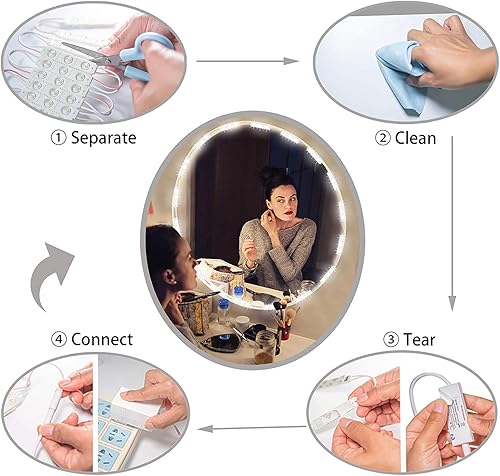 Miniatura 6 de Kintion Luces LED de espejo de tocador estilo Hollywood, LED blanco ultra brillante de 9.8 pies, impermeable IP65 para espejo de baño, 3 modos,