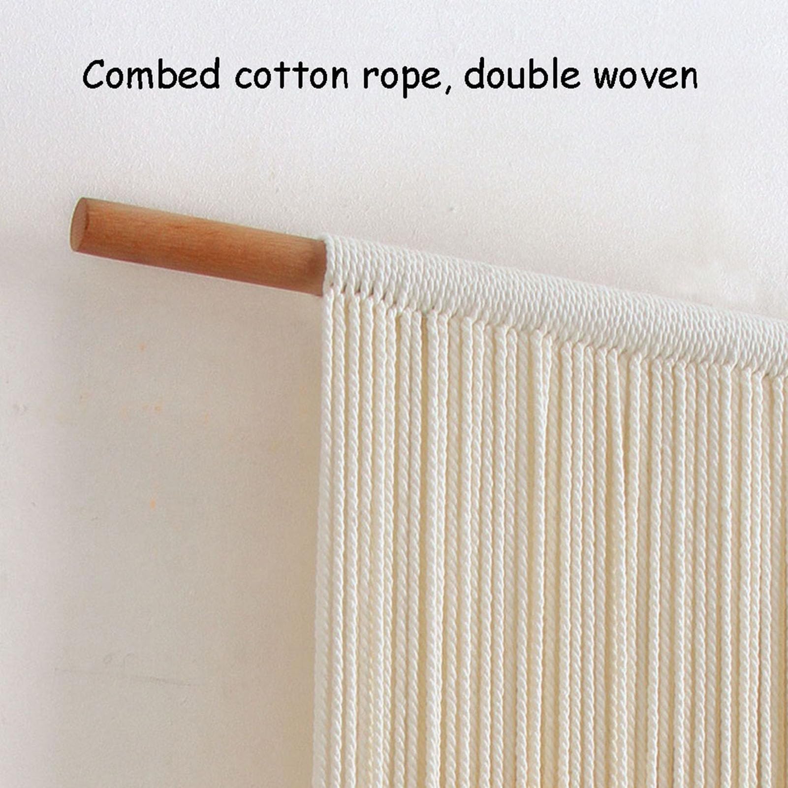 Tapiz de macramé para colgar en la pared, tejido a mano, bohemio, con borlas de algodón, para sala de estar y dormitorio
